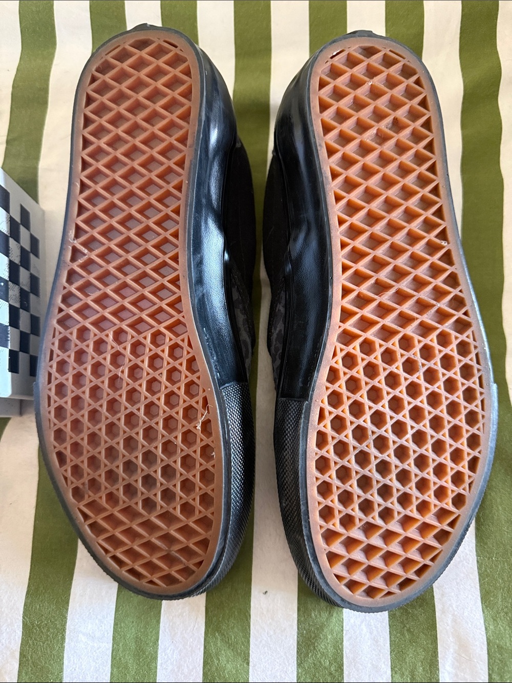 Vans Men’s Charcoal Leopard Print Slip-On Loafers with Gold Accent - Picture 3 of 3